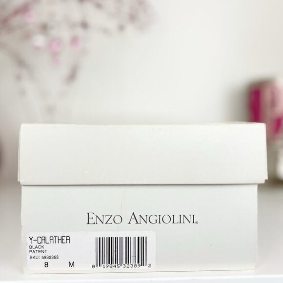 Enzo Angiolini Calathea Patent Leather Ankle Strap Block Heel Sandals Black 8 M - Picture 14 of 14